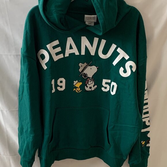 PEANUTS Snoopy Camp Scout Hoodie Sweater in Green Sz MEDIUM - Picture 1 of 4